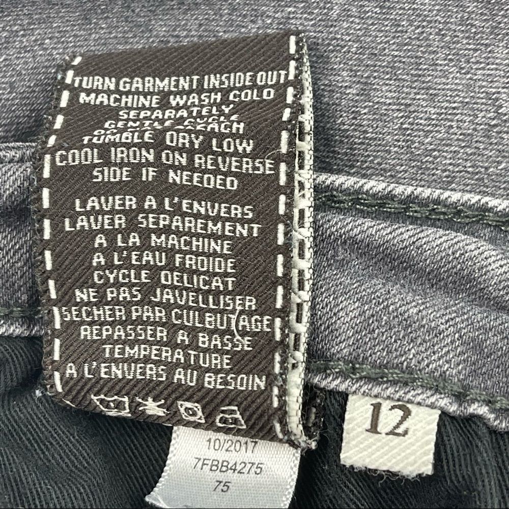 7 for all mankind Slimmy Gray Grey Distressed Destroyed Jeans Size 26 Skinny - Picture 7 of 7